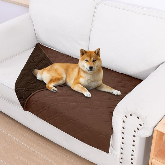 Smiry Waterproof Dog Blanket, 30x53 Inch Soft Pet Bed Cover Reversible, Washable Sofa Couch Furniture Protector for Small Medium Large Dog Puppy Cat, Brown/Chocolate