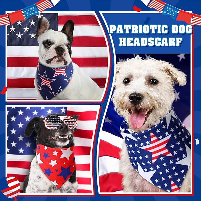 Sumind 50 Pieces Patriotic Dog Bandanas Bulk America Flag Bandanas for Dogs Triangle Pet Scarf for 4th of July Independence Day Memorial Day Pet Costume Accessories(19.7 x 13.8 x 13.8 Inch)