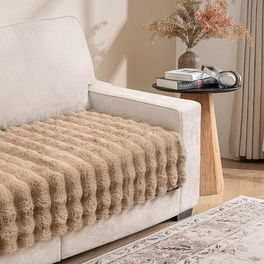 Waterproof Dog Bed Cover, Soft Plush Pet Blanket with Anti-Slip Back for Bed Couch Sofa, Furniture Protector for Small, Medium and Large Dogs and Cats (Lightbrown-Bubble, 30"x90")