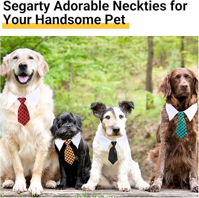 Segarty Dog Neck Tie Large, 6 Pack Adjustable Cute Pet Ties Collars Grooming Accessories Formal Wedding Costume Black Red Dog Necktie Collar Set for Medium Large Dog Holiday Party Birthday (XL)