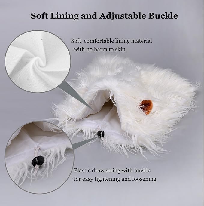 Onmygogo Lion Mane Wig for Dogs with Ears, Funny Pet Costumes for Halloween Christmas (Size L, White)