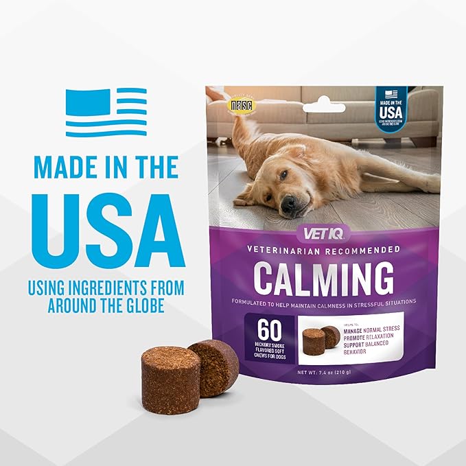 VetIQ Advanced Calming Support Supplement for Dogs, Calming Chews Help Manage Stress and Promote Relaxation, Anxiety Relief for Dogs, Made in The USA, 60 Count (Pack of 2)