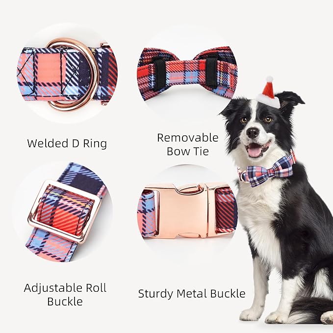 Adjustable Bow Tie Dog Collar Printed Cute Patterns Spring Summer Soft Pet Collars for Small Medium Large Dogs