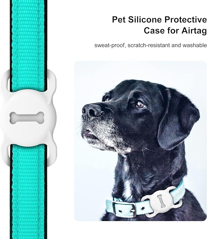for Airtag Dog Collar Holder, Air Tag Protective Cat Airtag Dog Collar,Silicone AirTags GPS Tracking Accessories,Air Tags with Bone Pattern (1 Pack(White))