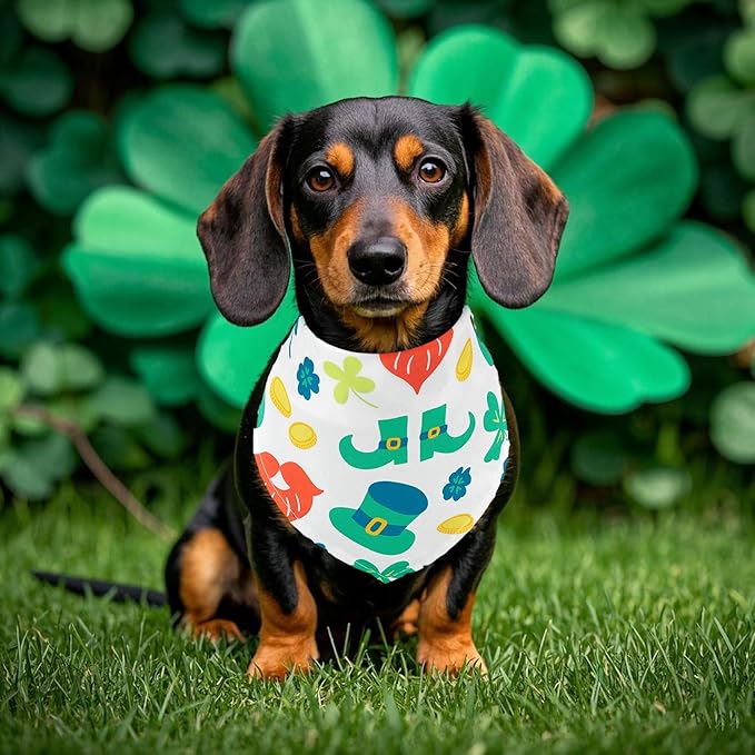 St. Patricks Day Dog Bandanas for Medium Dog Breed 7 Pcs Small Dog Bandanas 25 Inch Adjustable Dogs Scarves Grooming M