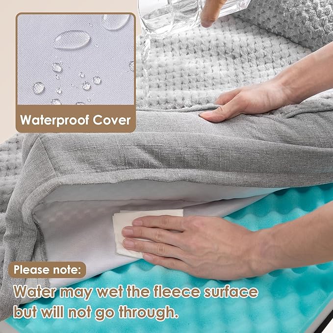 EHEYCIGA Memory Foam Dog Bed Medium Sized Dogs, Waterproof Dog Bed Orthopedic with Washable Removable Cover, Non-Slip Pet Bed Couch for Crate, 30x20x6 Inches, Grey