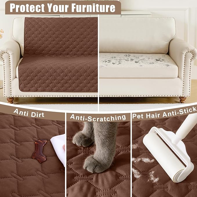 Smiry Waterproof Dog Bed Cover Blanket, Soft Reversible Pet Blanket, Washable Leakproof Cats Dogs Couch Cover for Sofa, Couch, Furniture (40x50 Inch, Brown/Chocolate)