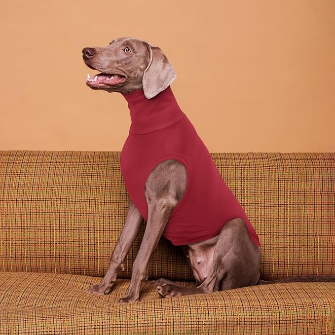 ROZKITCH Dog Sweaters Soft Fleece Pullover Sweatshirt Pajamas, Turtleneck Warm Pet Cold Weather Jacket Stretchy Vest Jumpsuit Apparel Outfit Clothes for Small Medium Large Dogs Walking Sleep Red 4XL