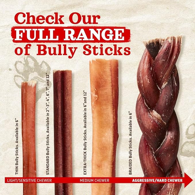 Natural Farm Odor-Free Braided Bully Sticks (4-5 Inch, 10 Pack) - 100% Grass-Fed Beef, Grain-Free, Low Fat & Fully Digestible Best Dental Treats, Safest Long Lasting Pizzle Chews to Keep Your Dog Busy