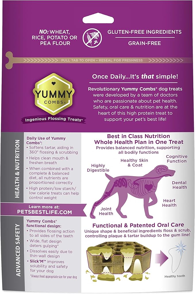 Dog Dental Treats – Vet VOHC Approved – Delicious Chicken Protein – Removes Tartar with Cleaning Comb Shape – Dental Dog Treats for Extra Small Dogs (12oz, 48 Count)