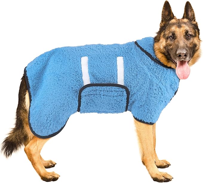 Bienbee Dog Bathrobe, Quick Drying Super Absorbent Dog Robes for After Bath, Warm Keeping Dogs Towel, Dogs Bath Supplies, Light Blue XXL