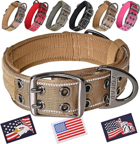 ADITYNA Heavy Duty Dog Collar for Extra-Large Dogs - Reflective Big XL Collar with Handle for Training, and Walking - Wide, Thick, Tactical, Soft Neoprene Padded