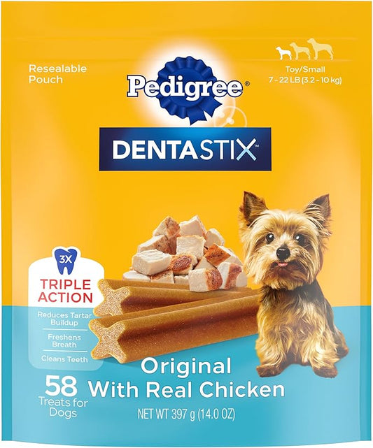 Pedigree Dentastix Small and Toy Breed Dog Treats, Original Flavor, 14 oz. Bag (58 Treats)