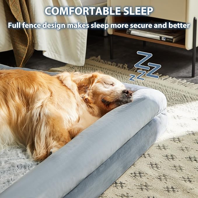 WNPETHOME Washable XXXXL Dog Bed, Orthopedic Sofa With Removable & Waterproof Cover, Extra Large Couch With Bolster Sides for Sleeping, Giant Size