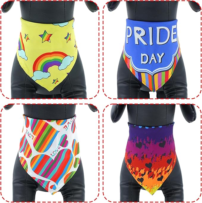 100PCS Pride Day Dog Bandanas Bulk Rainbow Adjustable Triangle Bibs Scarves Kerchief for Small Medium Boys Girls Grooming Celebration Accessories
