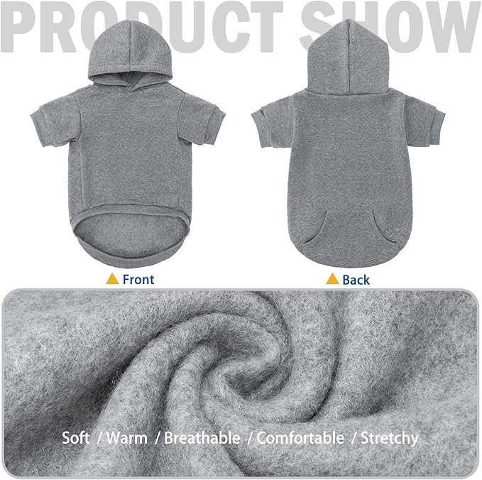 SCENEREAL Dog Hoodie Sweaters - Fleece Dog Sweatshirt with Hat and Pocket, Comfortable Cotton for Winter, Small to Extra Large, Grey (L)