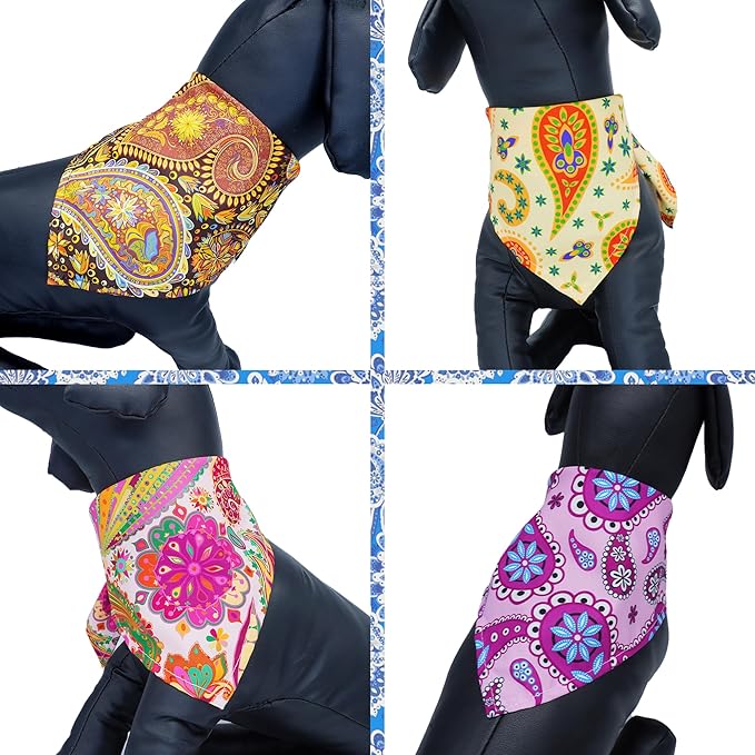 50PCS Big Dog Bandanas Paisley 33Inch for Large Extral Large XL XXL Breed Kerchief Triangle Bibs Scarves Pink Blue Yellow Red Girl Boy Grooming Costume
