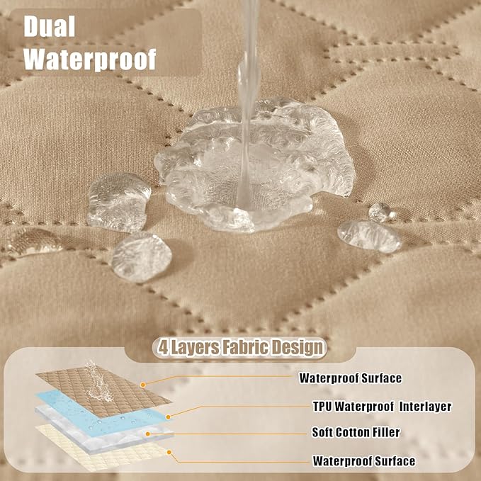 Smiry Waterproof Dog Bed Cover Blanket, Soft Reversible Pet Blanket, Washable Leakproof Cats Dogs Couch Cover for Sofa, Couch, Furniture (30x70 Inch, Camel/Beige)