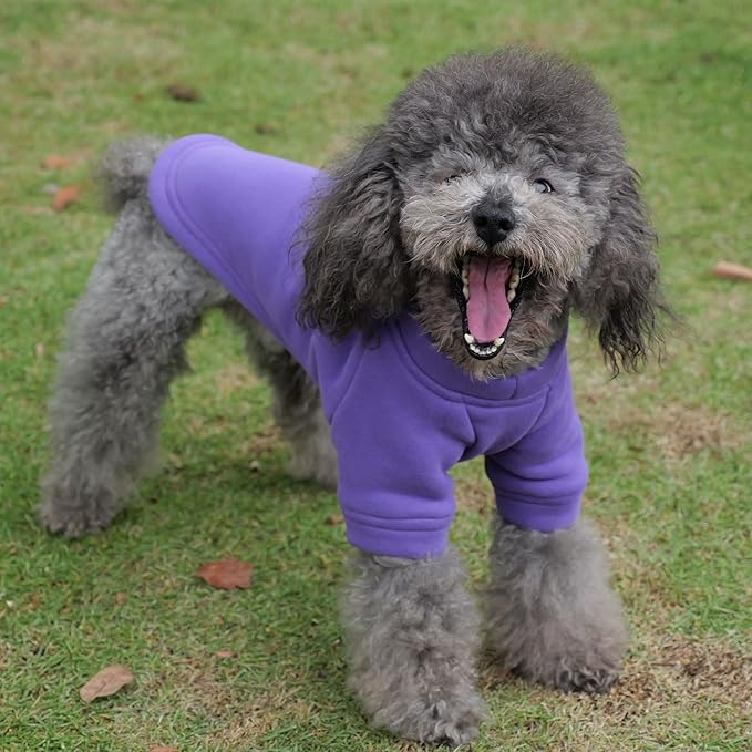 Lovelonglong Sweatshirt Cold Weather Pullover Autumn and Winter T-Shirts for Small Medium Large Size Dogs Purple M