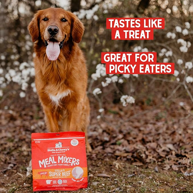 Stella & Chewy's Freeze-Dried Raw Beef Meal Mixers- Dog Food Topper and Mixer - Made with 95% Grass-Fed Beef, Organs & Bone - Perfect for Picky Eaters - Grain-Free - 35 oz