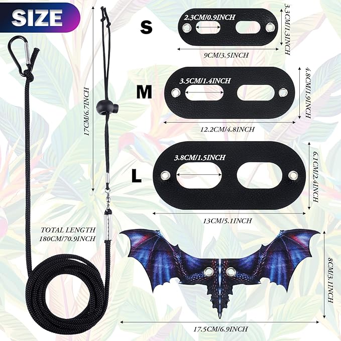 Weewooday 3 Pack Bearded Dragon Leash Harness Removable Lizard Leash for Dragons Reptiles, Safety Outdoor Walking, S, M, L,(Purple)