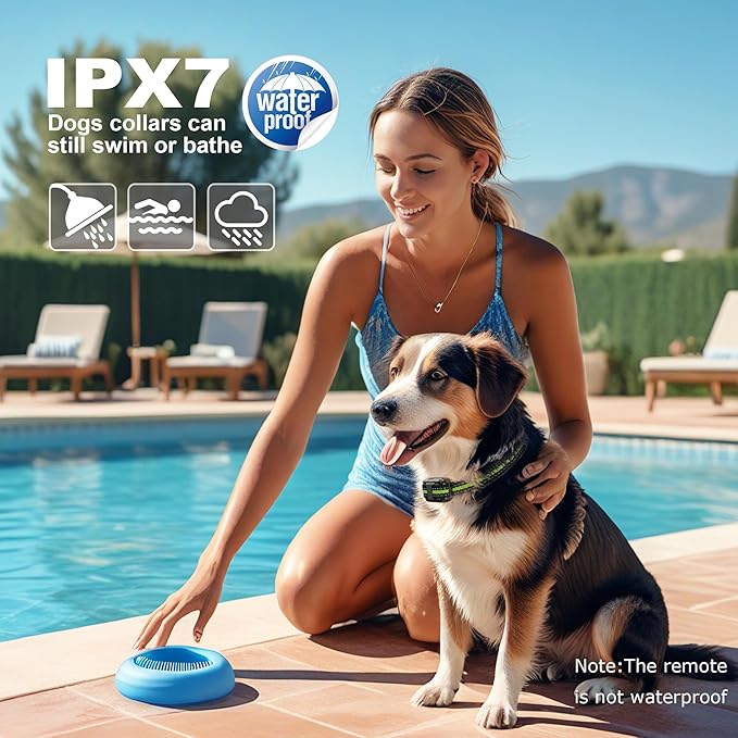 Dog Shock Collar, Electronic Dog Shock Collar with Shock, Beep, Vibration, Dog Training Collar with Remote, Light, Waterproof Rechargeable, 2600ft Dog e-Collar for Small Medium Large Dogs