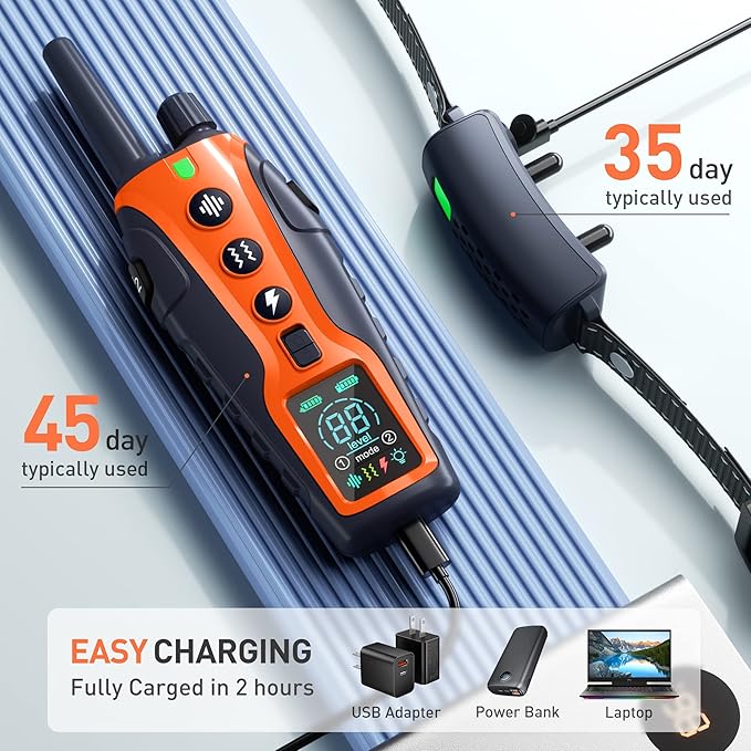 Dog Shock Collar 2 Dogs(15-150lbs) with Flashing Light for Night Walks,4000FT Dog Training Collar Adjustable Pitch Beep(1-8), Vibration(1-16), Safe Shock(1-99), and Keypad Lock, Shock Collar for Dogs