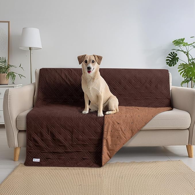 PetAmi Waterproof Bed Cover for Dogs, Waterproof Pet Blanket Couch Cover, Reversible Furniture Cover Sofa Protector for Pet Cat Bed, Washable Waterproof Blanket Dog Cover for Couch Seat, 102x82 Brown