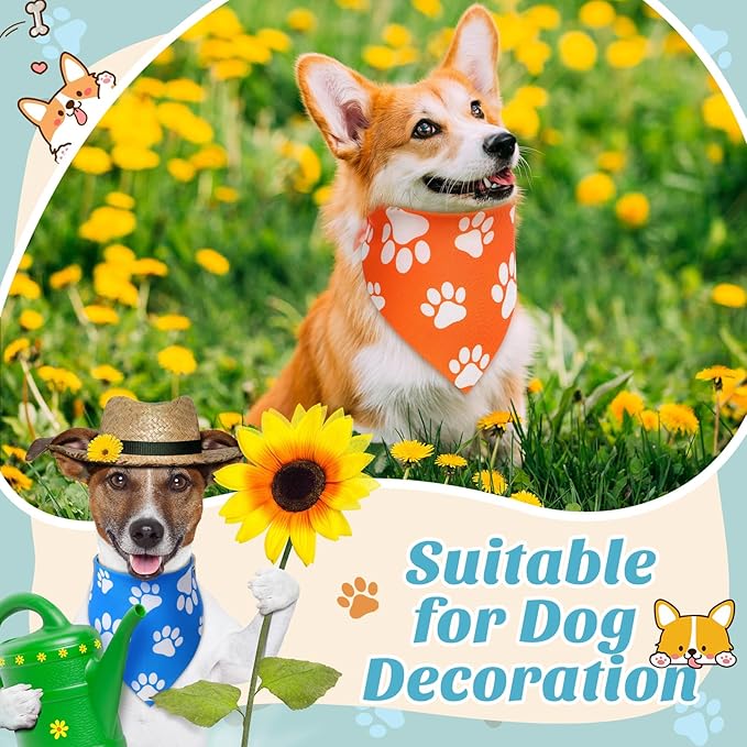 Sanwuta 60 Pcs Paw Print Dog Bandanas Bulk Colorful Paw Bandanas for Dogs Pets Triangle Kerchief Bib Scarf for Puppy Small Medium Large Pets Costume Accessories