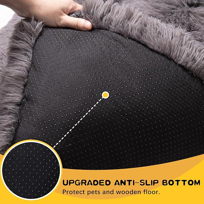 XL Dog Bed Crate Pad Mat for Cages Washable Bed for Extra Large Size Dog Soft Kennel Pad Anti-Slip Pet Bed,42" x 27",Dark Grey