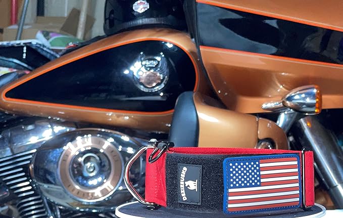 Tactical Dog Collar 2 Inch Wide Thick Heavy Duty Military Style with Metal Buckle, Adjustable for Medium - Large Breeds, Durable K9 Training Gear with Patch Area, USA Flag Patch, Strong and Secure Fit