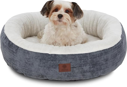 AMERICAN KENNEL CLUB 23" Mason Fabric Round Pet Bed - Stylish Washable Dog Bed with Non-Slip Bottom, Plush Sleeping Surface - for Cats, Small Breeds