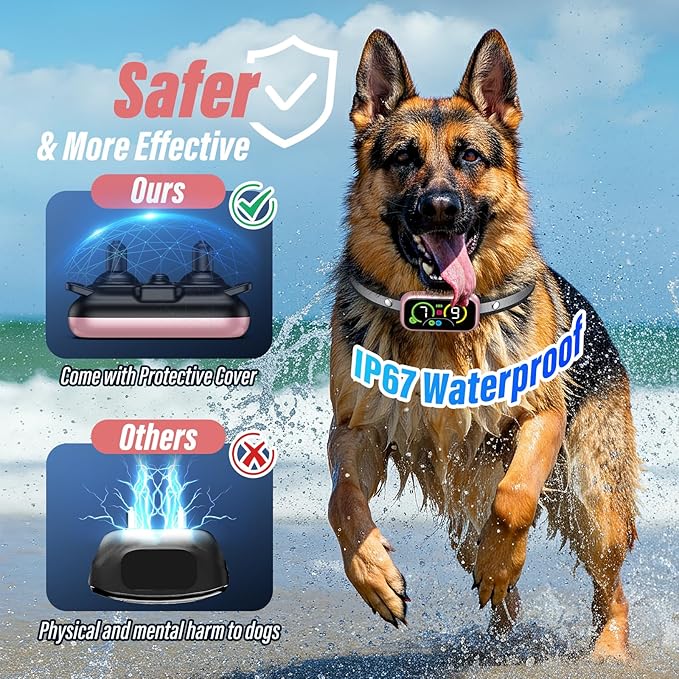 Bark Collar, Dog Bark Collar for Large Medium Small Dogs, Smart Barking Collar, Effective Anti Bark Collars for Dogs, Automatic Bark Collar Adjustable Beep Vibration Modes & 7 Sensitivity Pink