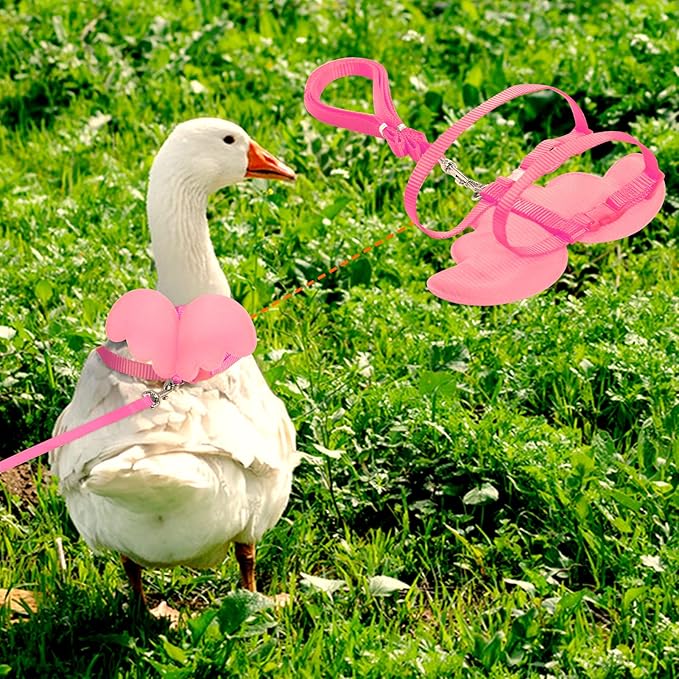 KAMA BRIDAL Duck Walking Harness and Leash Chicken Duck Outdoor Training Rope Adjustable Rope for Pet Poultry Hen Cock (M, Pink)