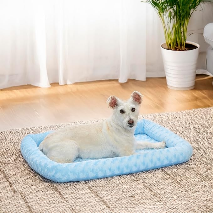 MidWest Homes for Pets Bolster Dog Bed 30L-Inch Blue Dog Bed or Cat Bed w/Comfortable Bolster | Ideal for Medium Dog Breeds & Fits a 30-Inch Dog Crate | Easy Maintenance Machine Wash & Dry