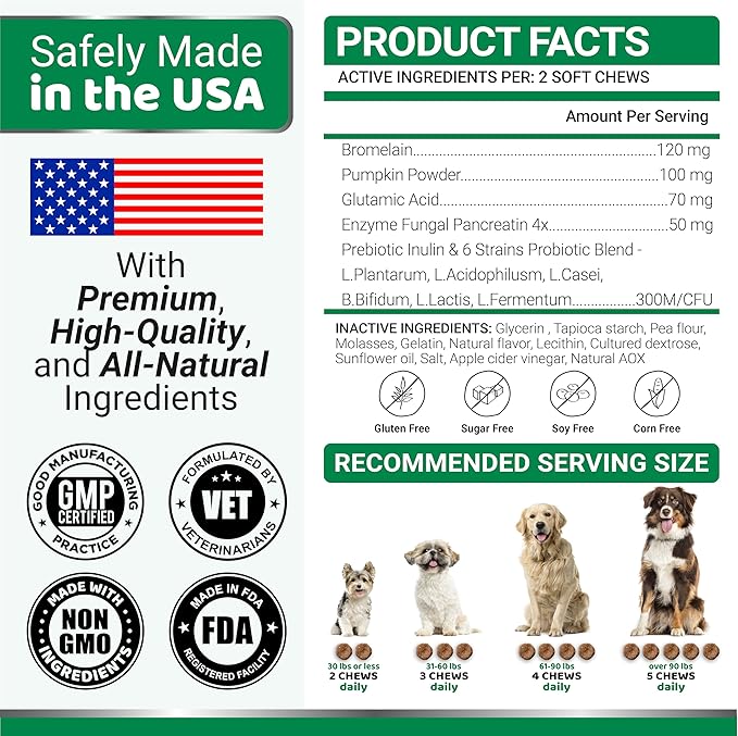 No Poo Chews for Dogs - 170 Ct - Coprophagia No Poop Eating Deterrent for Dogs - Stop Eating Poop for Canine - Probiotics & Digestive Enzymes Supplement - Made in USA