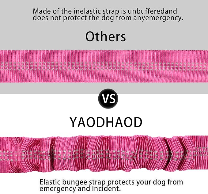 YAOHDAO Dog Seat Belt Harness for Car, Restraint Adjustable with Elastic Bungee Buffer Headrest for Vehicle, 360° Swivel Carabiner Nylon Pet Safety Seat Belts Heavy Duty Car Harness for Dogs Rosy Red