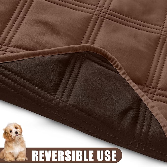 Smiry Waterproof Dog Bed Cover Blanket 52x82, Soft Reversible Pet Blanket, Washable Leakproof Cats Dogs Couch Cover for Sofa, Couch, Furniture, Brown/Chocolate