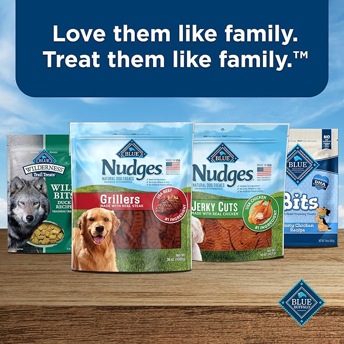 Blue Buffalo Nudges Grillers Natural Dog Treats, Made in the USA with Real Steak, 16-oz Bag