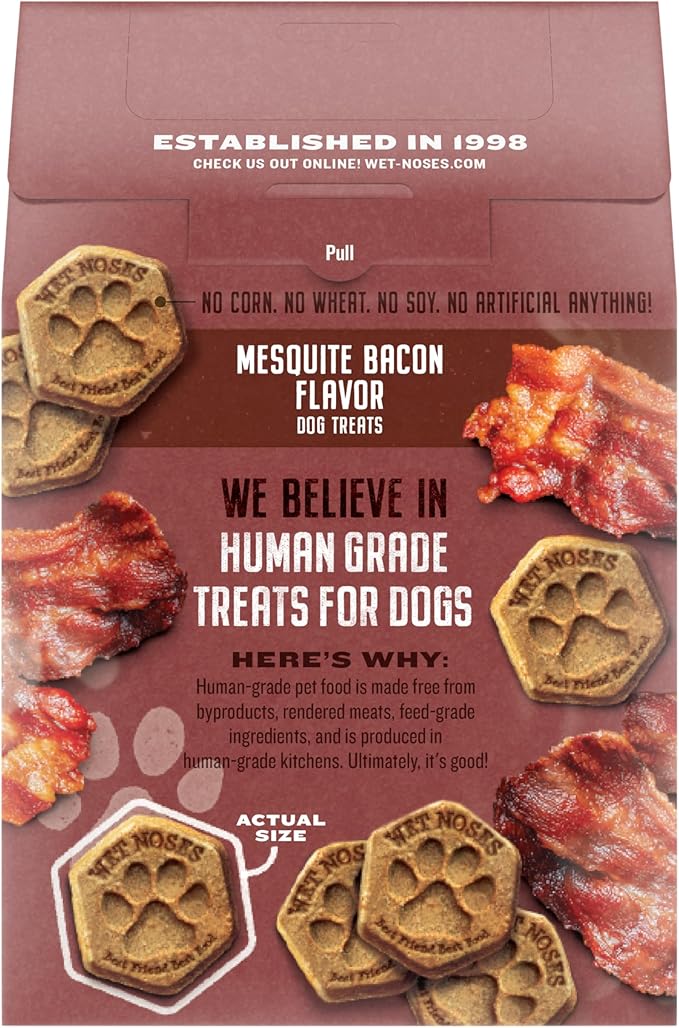 Organic Crunchy Dog Treats – for All Pet Sizes, Breeds – All-Natural Puppy Treat, Senior Dog Snack – 100% Human-Grade – Delicious Chews for Dogs - Meaty Mesquite Bacon, 14 Oz (2 Pack)