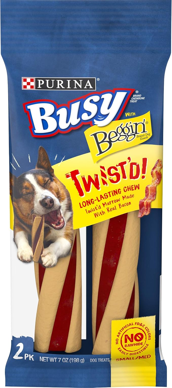 Purina Busy With Beggin' Made in USA Facilities Small/Medium Breed Dog Treats, Twist'd - (Pack of 6) 2 ct. Pouches