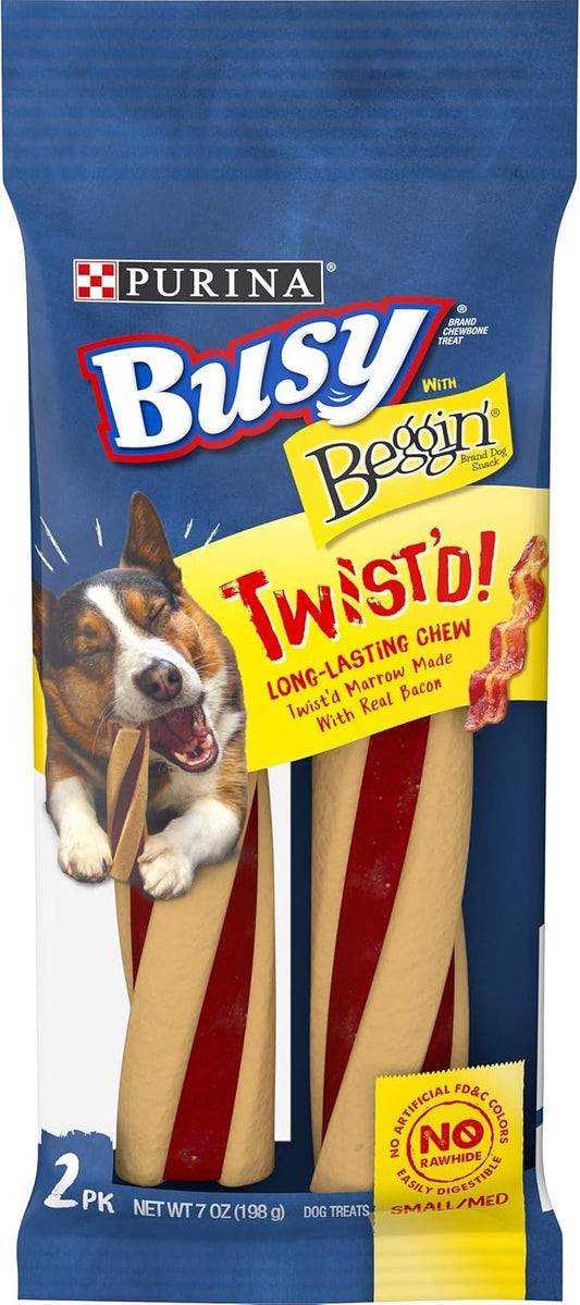 Purina Busy With Beggin' Made in USA Facilities Small/Medium Breed Dog Treats, Twist'd - (Pack of 6) 2 ct. Pouches
