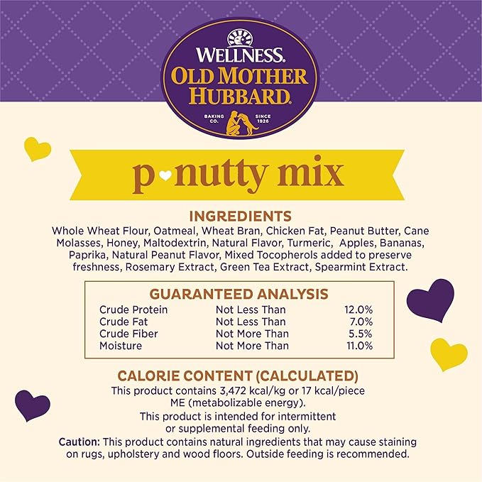 Wellness Old Mother Hubbard P-Nutty Dog Biscuits, Natural, Training Treats, Three Flavors, Small Size, (20 Pound Box)