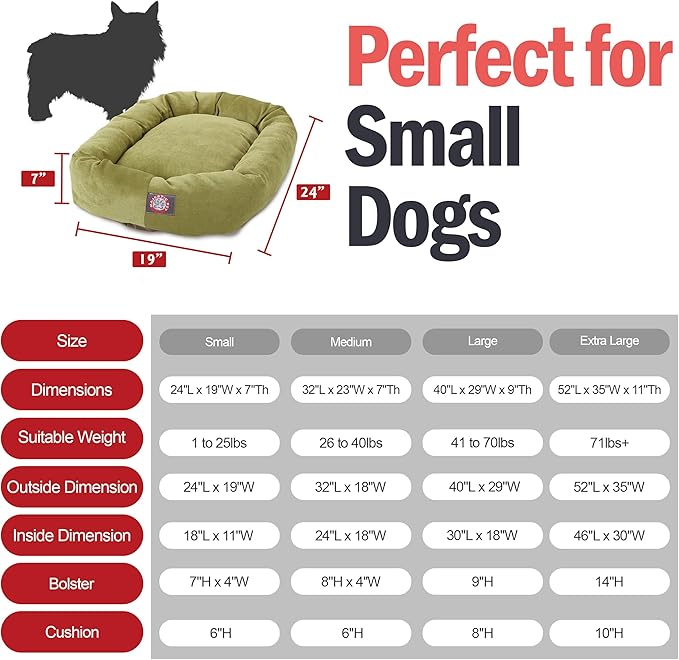 Majestic Pet 24 Inch Micro Velvet Calming Dog Bed Washable 24x19x7 (Inch) – Cozy Soft Round Donut Dog Bed with Spine for Head Support - Pet Bed Small – Apple