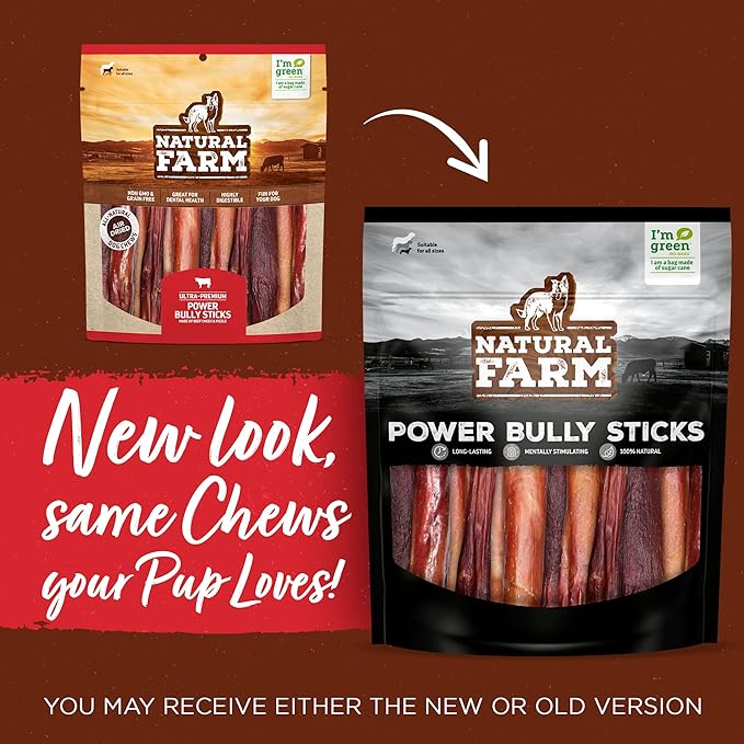 Natural Farm Braided Power Bully Sticks Dog Chews (12”, 5-Pack), 2-in-1 Power Chews: Premium Beef Cheek Wrapped in Beef Pizzle, Braided Together for a Very Long Lasting Chew, Great for Large Dogs