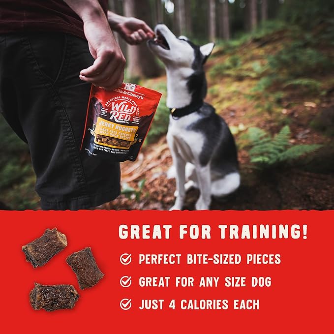Stella & Chewy's Wild Red Jerky Nuggets - 90% Protein-Rich Chicken & Duck Dog Treats - Grain-Free Training Rewards for All Breeds - Made in USA - 6 oz Bag
