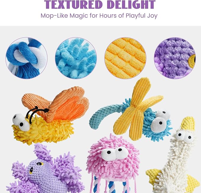 Nocciola Small Medium Large Dog Toys, Cute Soft Squeaky Crinkle Plush Stuffed Durable Pet Teething Animal Chew Toys for Small to Large Breed, Cognitive Stimuting Boredom Puppy Birthdays Gifts