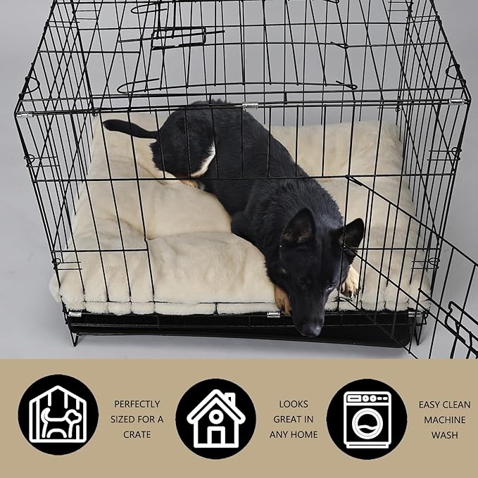 nononfish Large Dog Crate Pads 48 x 30 Washable with Anti-Slip Bottom fit Metal Dog Crates or Kennel,Deluxe Cozy XXLarge Pet Crate Pads for 48inch Kennel Jumbo Plus Pet Sleeping Mattress,Cream