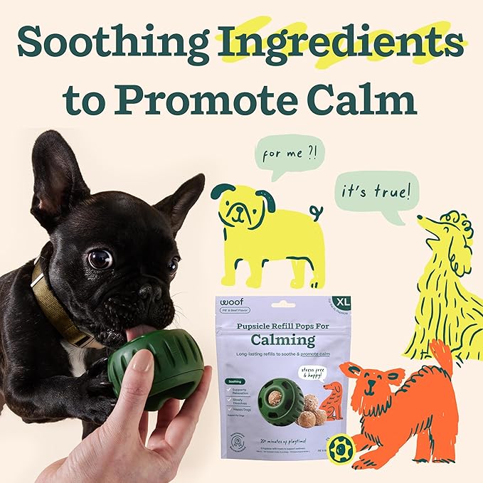 WOOF Pupsicle Refill Pops for Calming - Calming Dog Treats - Long-Lasting Refills for The Pupsicle Toy to Promote Calm - Magnesium for Dogs- XL Pops - 5 Count