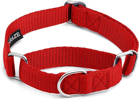Martingale Dog Collar - Heavyduty Nylon Dog Collar with No Buckle Dog Training Collars for Medium Dogs (Red, XL)
